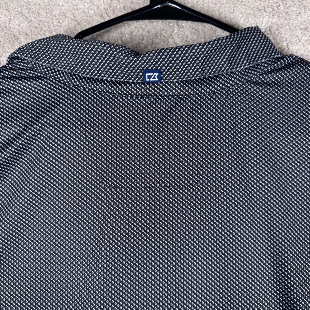 Cutter & Buck Mens XL Black White Micro Pattern Underwood Cup Golf Polo Shirt - Picture 7 of 10